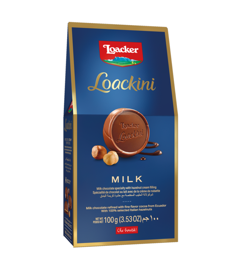 Loackini Milk Chocolate and Hazelnut wafers 222g Box
